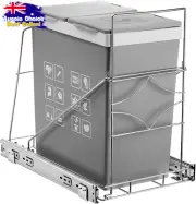 Adjustable Pull-Out Trash Can Under Cabinet Stainless Steel Slide-Out Shelf