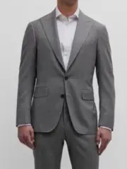 Canali Men's Gray Micro-Geometric Wool Suit Jacket Size 54R