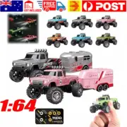 Mini RC Monster Truck USB C Rechargeable Underflow with Trailer 1:64 Scale Alloy