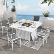 Outdoor Radiant Warmth Dining Set – White