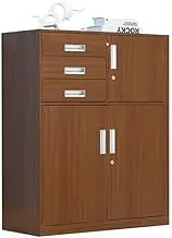Filing Cabinet Multifunctional Office File Cabinet with Lock Large Capacity Three-Drawer File Data Storage Cabinet 1 Iron Household Storage Cabinet Storage Cabinet(Brown)