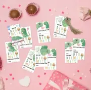 40 Pcs Dinosaur Valentine's Day Gift Tags, Hang Name Labels with Twine String