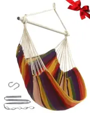 Hammock Chair Hanging Rope Swing Seat for Indoor Outdoor, 500Lbs Capacity