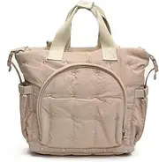 MOMIGO Puffer Diaper Bag Backpack - Bohemia Puffer Lightweight Mommy Bag Maternity Bag Multifunction Nappy Bag for Travel Outdoor, Pink