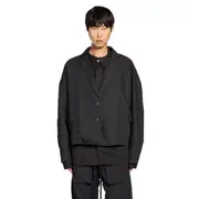 [THOM KROM] Lurex Canvas Cropped Blazer Black