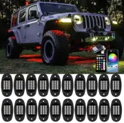 For JEEP Wrangler 20 Pods RGB LED Rock Lights Neon Music Underglow bluetooth