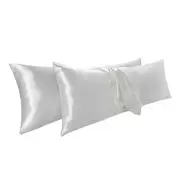 2Pcs Body Satin Pillowcases - 20x48 Pillow Cases, Ivory White Pillow Cases fo...