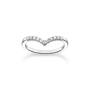 Thomas Sabo Ring V-shape with white stones silver