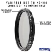77mm ND2-ND400 Twisting Multi-Coated Variable Neutral Density Filter
