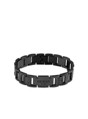 GUESS Gunmetal Logo Frontiers Chain Bracelet in Black