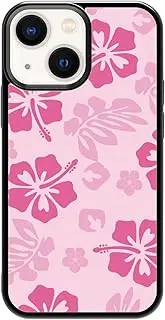 Pink Hibiscus Phone Case Compatible with iPhone 13 Mini 5.4 Inch - Shockproof Protective TPU Cute Flower Printed Phone Case Designed for iPhone 13 Mini Case for Men Girls Women