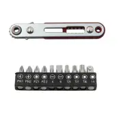 1X(Flat Head Ratchet Wrench 90 Degree Offset Screwdriver Handle with Bit2903