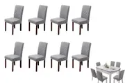 8pcs Chair Cover Universal Fitted Jacquard Seat Protector Cover for Party Home Kitchen Decor-Light gray