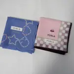 全新 FURLA 日本名牌手帕 50X50CM 100%棉 2件套 包包刺繡和藍色 手帕