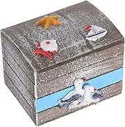 STOBOK Ocean Aesthetic Storage Box Wooden Decorative Box for Small Items Nautical Style Decor