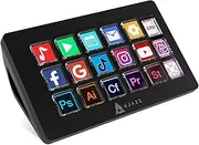 AJAZZ AKP153, Streamer Studio Controller Deck, 15 Macro Keys, Versatile Side Screen, Trigger Actions in Software Like OBS, Twitch, for Content Creators, Streaming, Gaming, Black