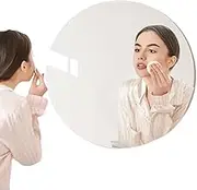 Bathroom Mirror - 40x40cm Round Acrylic Wall Makeup Mirror | Adhesive Bathroom Vanity Mirrors | Bathroom Mirror Acrylic Mirror Sheet | Waterproof Room Wall Decor for Bathroom, Living Room