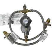 LPG DUAL MANUAL GAS REGULATOR KIT - DOUBLE BOTTLE SUITS CARAVAN HOME USE 2 ST...