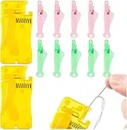 HKYLRAT 12pcs Needle Threader for Sewing Machine,Fish Sewing Machine Needle Threader and Automatic Needle Threaders for Hand,Stitching Sewing Machine Quick Needle Threading Yellow Green Pink