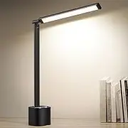 bravzurg LED Desk Lamp Touch Dimmable, 10 W Desk Lamp Battery Rechargeable, Daylight Lamp Foldable and Rotatable, 5000 mAh Modern Wireless Table Lamp for Outdoor, Office, Bedside Table (Black)
