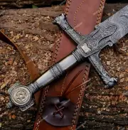 Handmade Damascus Steel King Solomon Crusader Sword ( Star of David pommel).