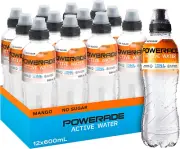 Powerade Active Water Mango Multipack Sipper Cap Bottles 12 X 600Ml