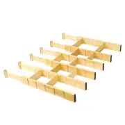 6 Pack Bamboo Drawer Dividers with Inserts, Adjustable Kitchen Drawer Dividers