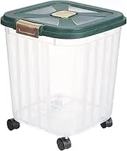 Perfk Dry Food Container, Food Holder Bin with Caster, Multipurpose Rice Storage Bin, Rice Storage Container for Cabinet, Cupboard, Kitchen Flour Sugar, Green 15kg