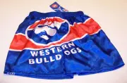 Western Bulldogs Logo AFL Mens Blue Satin Boxer Shorts Size XXS 55-60cm New