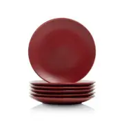 Wazee Matte 8.25 Coupe Salad Plate, Set of 6, Red
