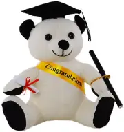 Congratulations Autograph Bear With Pen 22cm Graduation Signature Message Gift