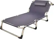 Lightweight Sun Lounger Folding Bed with Pillows Widened Single Lounge Sofa Lounge Chair Office Nap Bed Outdoor Portable Camping Bed Simple Accompanying Bed, Load 150kg Comfortable Anniversary