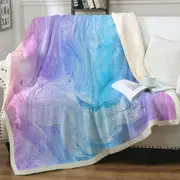 Multi Colored Red Purple Blue Marble Throw Blanket