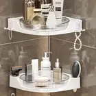 Easy-install Corner Shelf Strong Adhesive Storage Rack Capacity Shower Caddy