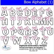 Embroidery Design Set - Bow Alphabet (1) - 26 Designs - 9 Formats - USB Stick