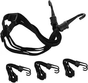 Zerodeko 4pcs Motorcycle Helmet Luggage Straps: 23.58" Adjustable Bungee Tie Down Ropes for Motorbike Electric Bike ATV - Elastic Bungee Cord Motorcycle Helmets Ropes with Hook
