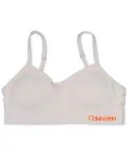 Calvin Klein Seamless Crop Bra Girls M (7-8) Icon Logo Pink Removable Inserts