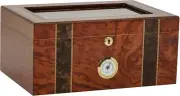 Humidor Supreme Andorra Glasstop Cigar Storage Bubinga and Walnut Burl Wood