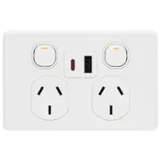 DETA White Matte X6 Double Power Point With USB A+C PD20W Fast Charging