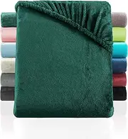 BaSaTex Cashmere Touch Plush Premium Children's Fitted Sheet Super Soft Fluffy Winter Fitted Sheet Nicky Teddy Warming Bed Sheet 70 x 140 cm Colour: Dark Green