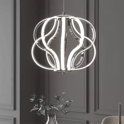 Modern LED Chandelier,Chrome Hanging Pendant Lights,Easy Install Suitable for Di