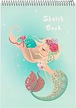 Sketch Book, 100 Pages (50 Sheets), Spiral Bound Artist Sketch Pad, Acid Free Drawing Paper for Drawing, Painting, Sketching or Doodling, Mermaid Cover for Girls