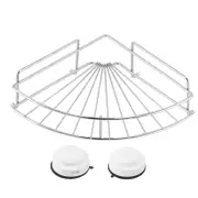 Bathroom Corner Shelf Wall Hanging Hollow Triangle Shower Rack with 2 Suction Cups for Toilet Kitchen