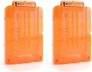 TiGog Pack of 2 Clip Magazines for Nerf N Strike, 6 Darts Clip Magazine, Quick Reload Darts Clip Magazine for Nerf N-Strike Elite Series Toy Rifles, Transparent Orange