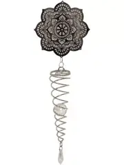 1pce 60cm Silver Mandala Spinner Spiral Chime Crystal Wind Rotating Effect