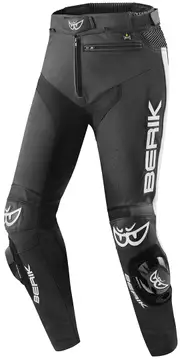 Berik Track Leather Pants, black-white, Size 58 for Men Black White
