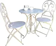 Patio Setting Mia 3 Piece Bistro Balcony Pool Deck Metal Steel Grey Garden Furniture Outdoor Home Decor