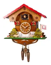 Quartz Cuckoo Clock Swiss house with music EN 37022 QM NEW