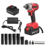 Brushless Impact Wrench Torque Rattle Gun Electric Ratchet w/battery 1/2" 21V,