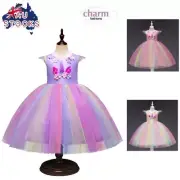 Unicorn flower girl fairy princess birthday wedding Christmas Dress 2-8 years